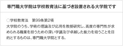 専門職大学院は学校教育法に基づき設置される大学院です